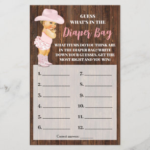 Wat Zit Er In De Luiertas Cowgirl Baby Shower Spel Flyer