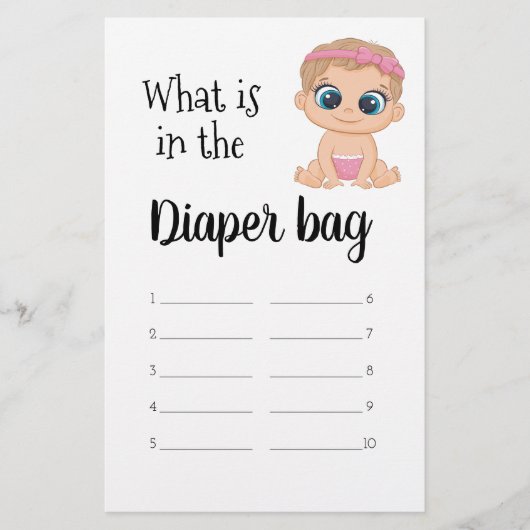 Wat zit er in de luiertas van de baby meisje flyer (Voorkant)