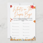 WAT ZIT ER IN DE LUIERZAK Baby shower Spel Pompoen Kaart (Voorkant)