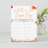 WAT ZIT ER IN DE LUIERZAK Baby shower Spel Pompoen Kaart (Staand voorkant)