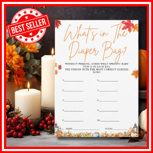 WAT ZIT ER IN DE LUIERZAK Baby Shower Spel Pumpkin Kaart