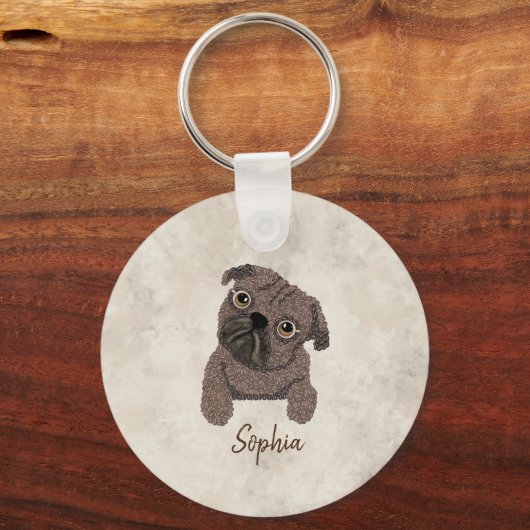 Wat zit er in een Pugaccino-Cute Dog-Pug Sleutelhanger (Achterkant)