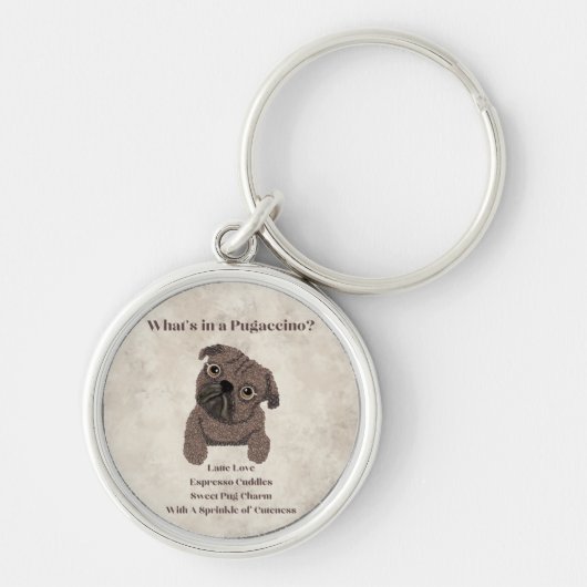 Wat zit er in een Pugaccino-Cute Dog-Pug Sleutelhanger (Voorkant)