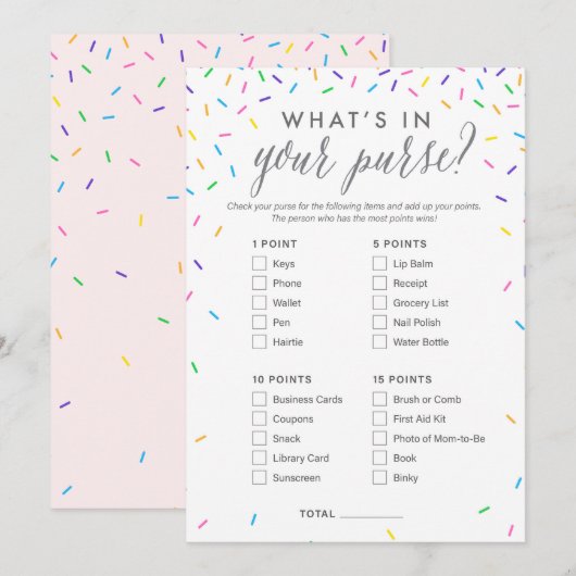 Wat zit er in je Baby shower-game-kaart? Programmakaart (Voorkant / Achterkant)