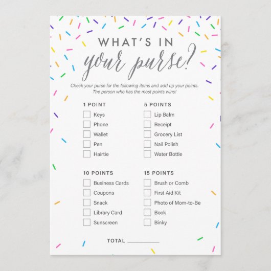 Wat zit er in je Baby shower-game-kaart? Programmakaart (Voorkant)