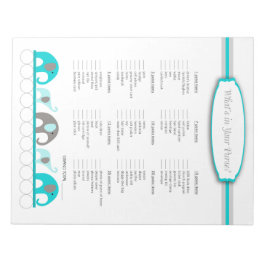 Wat zit er in je handtas Elephant Baby shower Game Notitieblok