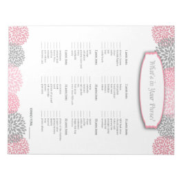 Wat zit er in je handtas? Roze grijs Dahlia Game Notitieblok