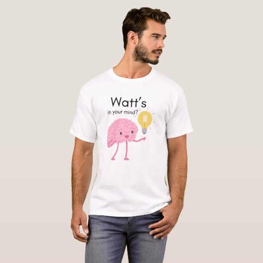 Wat zit er in je hoofd?" Wetenschap Pun Brain Gift T-shirt (Voorkant volledig)