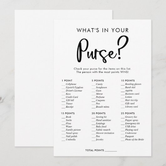 Wat zit er in je paarse baby vrijgezellenfeest gam kaart (Voorkant / Achterkant)