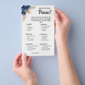 Wat zit er in je paarse blauwe schoenenkaart? flyer (Hand)