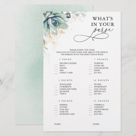 Wat zit er in je paarse Succulent Vrijgezellenfees (Voorkant / Achterkant)