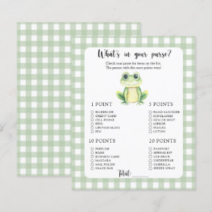 Wat zit er in je portemonnee Frog baby shower spel