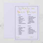 Wat zit er in je portemonnee Lavendel Vrijgezellen Kaart (Voorkant / Achterkant)