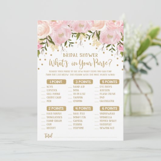 Wat zit er in je portemonnee vrijgezellenfeest spe kaart (Staand voorkant)