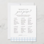 Wat zit er in je Purse Blue Gingham Baby shower sp Kaart (Voorkant)