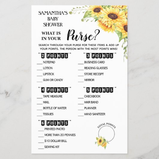 Wat zit er in je Purse douche tweetalige gamekaart Flyer (Voorkant)