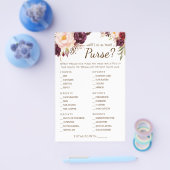 Wat zit er in je Purse Marsala Shower Game Card? Flyer (Enkel)