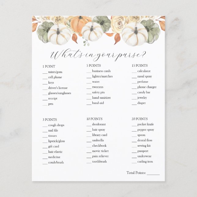 Wat zit er in je Purse Vrijgezellenfeest Game (Voorkant)