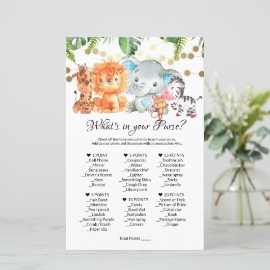 Wat zit er in je spel? Baby shower Games (Staand voorkant)