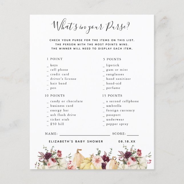 Wat zit er in je tas? | BABY SHOWER (Voorkant)