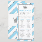 Wat zit er in je tas? Baby shower Game Faux Silver (Voorkant / Achterkant)