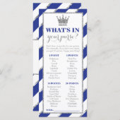 Wat zit er in je tas? Baby shower Game Faux Silver (Voorkant / Achterkant)