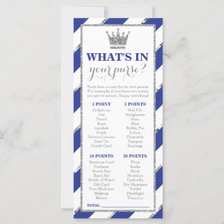Wat zit er in je tas? Baby shower Game Faux Silver