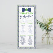 Wat zit er in je tas? Baby shower game, klein Man (Staand voorkant)