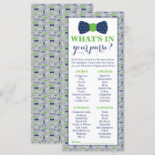 Wat zit er in je tas? Baby shower game, klein Man (Voorkant / Achterkant)