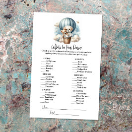 Wat zit er in je tas Baby shower spel Kaart