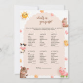 Wat zit er in je tas Baby shower spel Kaart (Voorkant)