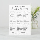 Wat zit er in je tas Baby shower spel Kaart (Staand voorkant)