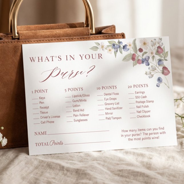 Wat zit er in je tas? Bes Zoete Bruiloftspel (What's in Your Purse? Berry Sweet Bridal Game)