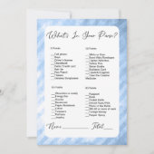 Wat zit er in je tas Blue Stripes Vrijgezellenfees Kaart (Voorkant)