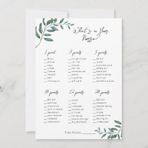 Wat zit er in je tas- Bruids / Baby shower Spel Feestdagenkaart