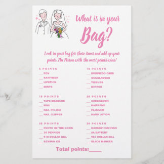 Wat zit er in je Tas Bruidsshower Spelkaart Roze L Flyer