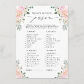 Wat zit er in je tas? Champagne Bloemen Party Spel Informatiekaartje (Voorkant)