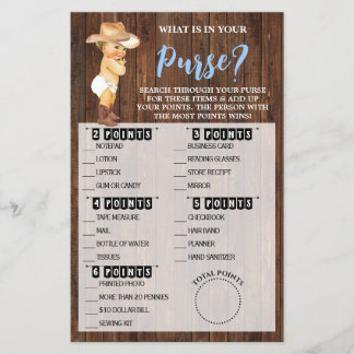 Wat Zit Er In Je Tas Cowboy Baby Shower Spelkaart Flyer