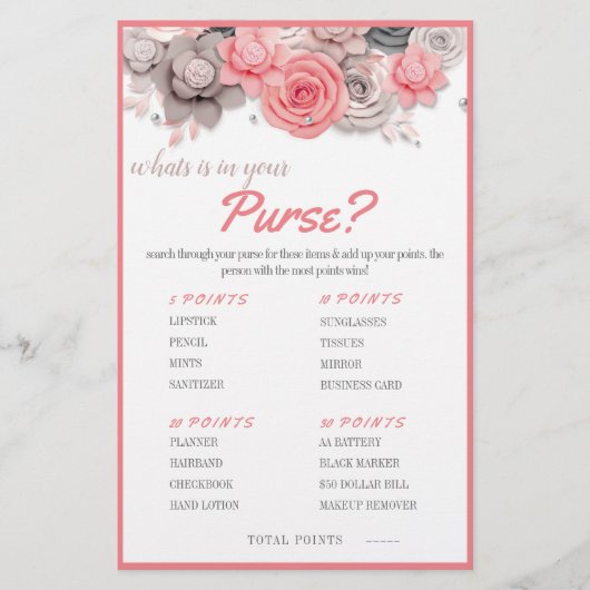 Wat zit er in je tas? Gamekaart Flyer (Voorkant)