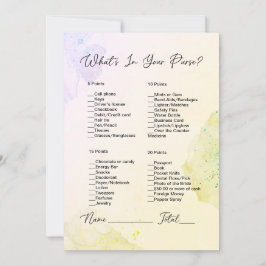 Wat zit er in je tas geel & Paarse Vrijgezellenfee Kaart