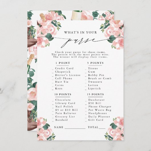 Wat zit er in je tas? Laarzen & Bubbly Party spel Informatiekaartje (Voorkant / Achterkant)