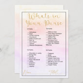 Wat zit er in je tas Pastel Clouds Vrijgezellenfee Kaart (Voorkant / Achterkant)