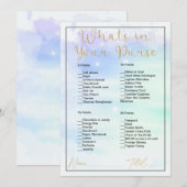 Wat zit er in je tas Pastel Clouds Vrijgezellenfee Kaart (Voorkant / Achterkant)