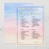 Wat zit er in je tas Pastel Clouds Vrijgezellenfee Kaart (Voorkant / Achterkant)