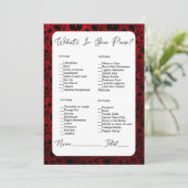 Wat zit er in je tas rood Victoriaans Vrijgezellen Kaart (Staand voorkant)