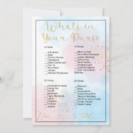 Wat zit er in je tas roze & blauw Vrijgezellenfees Kaart