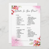 Wat zit er in je tas roze bloemig Vrijgezellenfees Kaart (Voorkant / Achterkant)