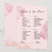 Wat zit er in je tas roze & blush Vrijgezellenfees Kaart (Voorkant / Achterkant)