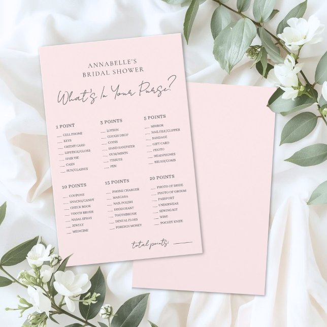 Wat Zit Er In Je Tas Roze Bruidsbruiloft Spel (What's In Your Purse Pink Bridal Shower Game)