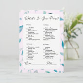 Wat zit er in je tas roze groen Vrijgezellenfeest Kaart (Staand voorkant)